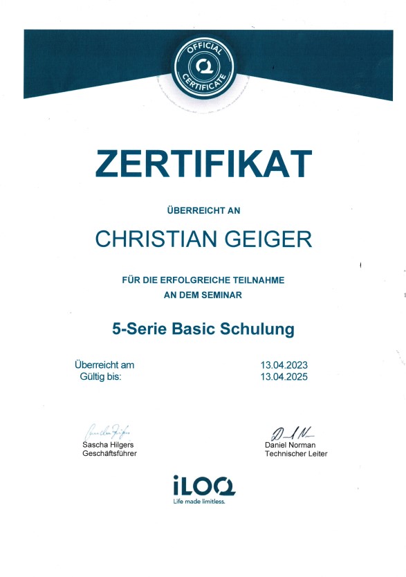 ILOQ Basis Schulung 5 Serie C. Geiger 13.04.2023