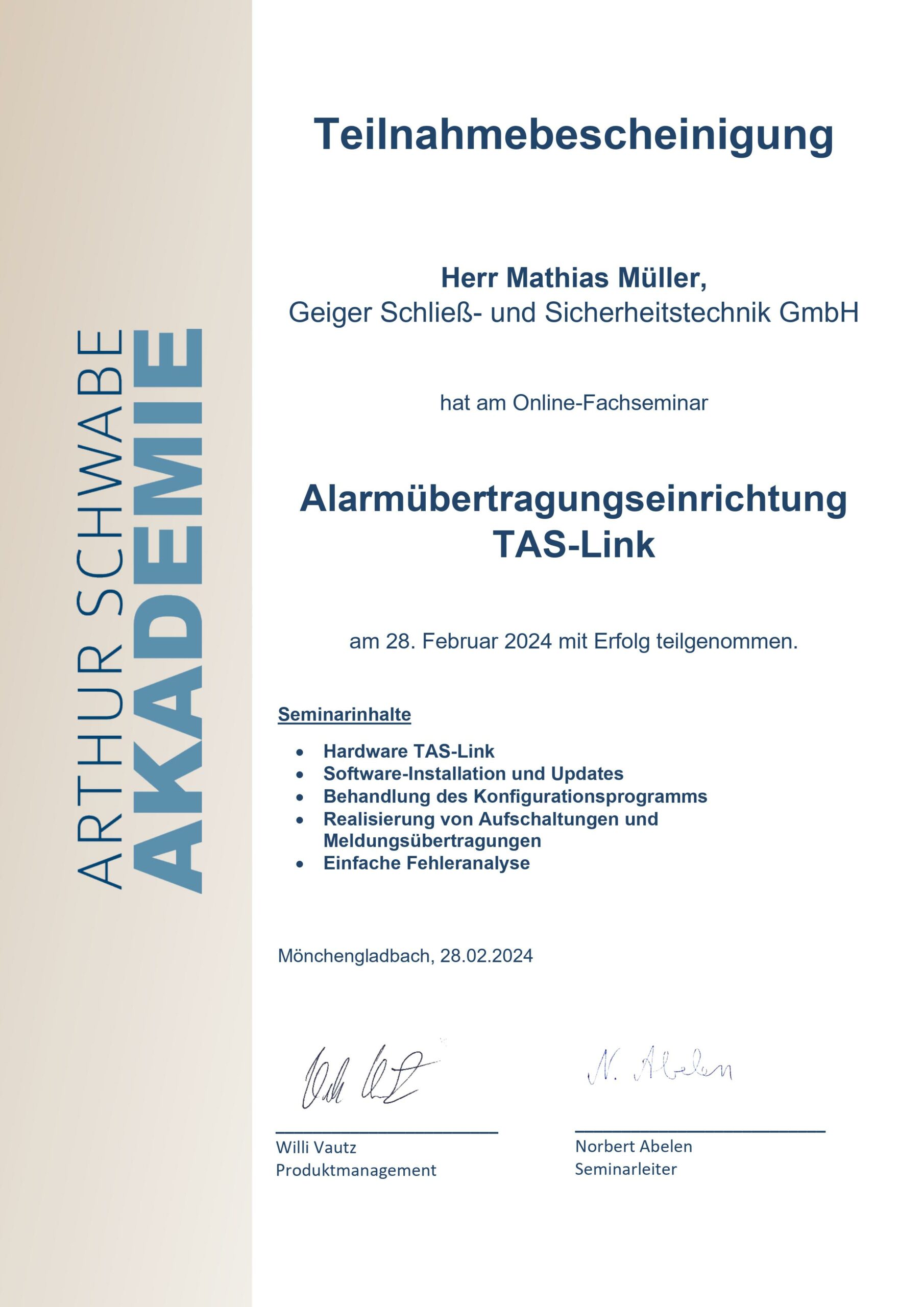 Zertifikat Geiger Müller 280224